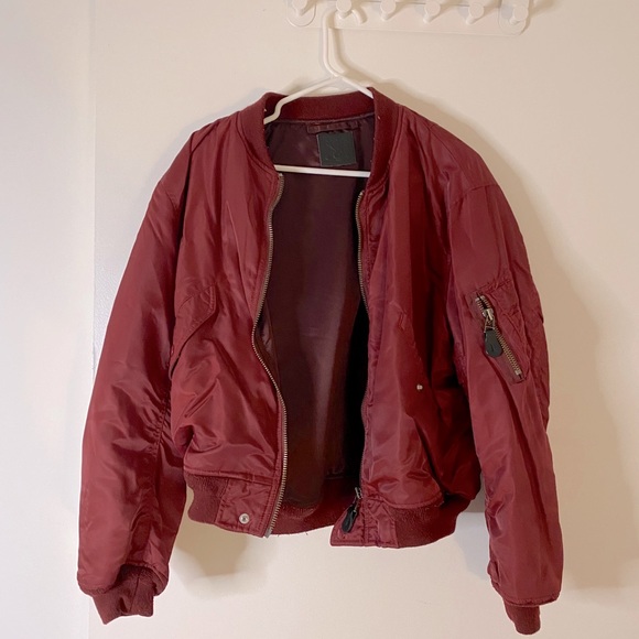 Moussy bomber jacket in burgundy! - Picture 1 of 4